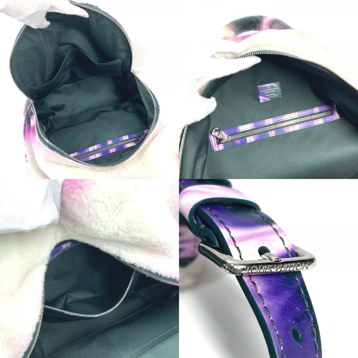 Louis Vuitton Backpack Multi Pocket Fur Purple X Black White — view 8