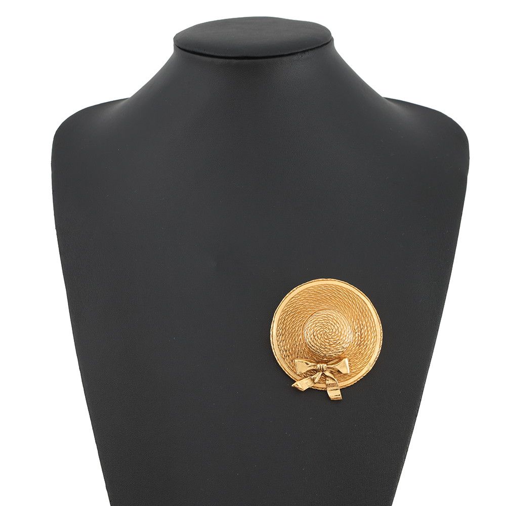 Chanel Brooch Straw Hat Motif Metal — view 4