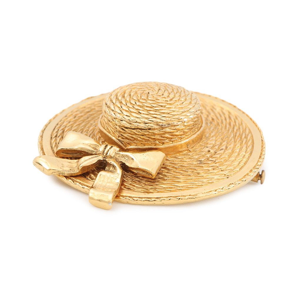 Chanel Brooch Straw Hat Motif Metal — view 2