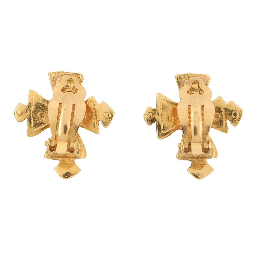 Chanel Earrings CC Logo Cross Metal — view 3