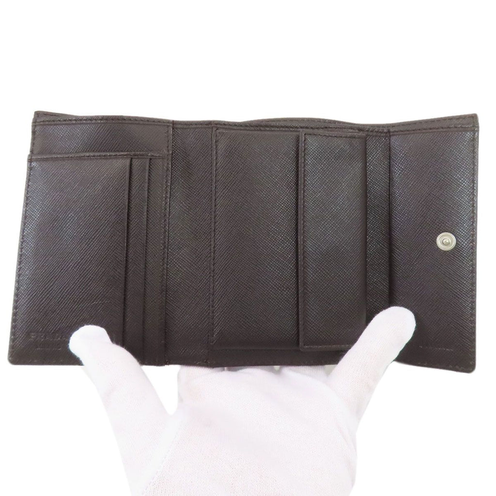 Prada Logo Bifold Wallet Dark Brown — view 4