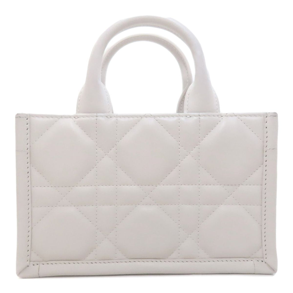 Dior Book Tote Mini Macro Cannage 2-Way Handbag White Gray — view 2