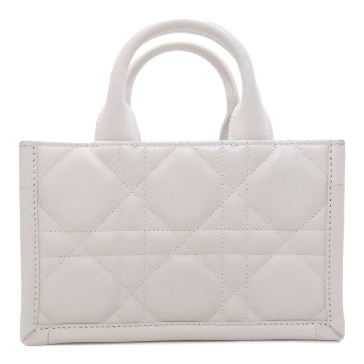 Dior Book Tote Mini Macro Cannage 2-Way Handbag White Gray — view 2