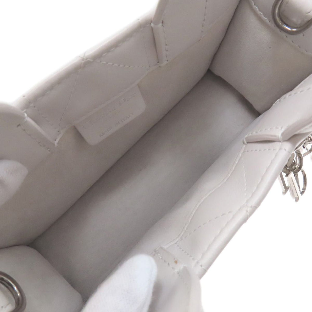 Dior Book Tote Mini Macro Cannage 2-Way Handbag White Gray — view 5