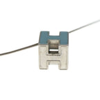 Hermes Cube Logo Wire Necklace Silver Light Blue — view 3