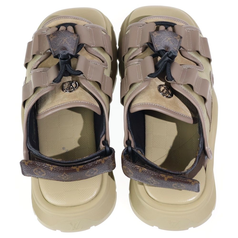 Louis Vuitton Monogram Canvas Suede Chameleon Sandals Khaki — view 4