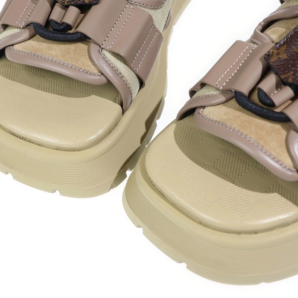 Louis Vuitton Monogram Canvas Suede Chameleon Sandals Khaki — view 6