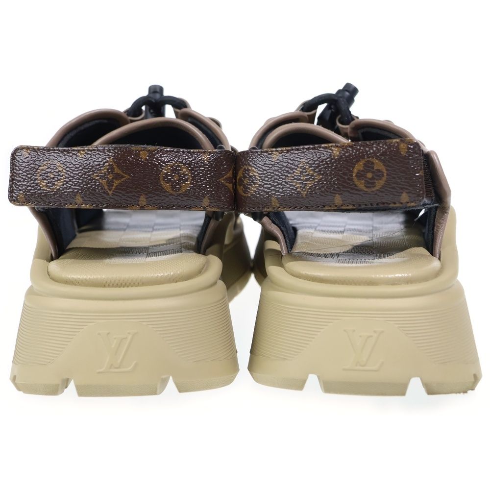 Louis Vuitton Monogram Canvas Suede Chameleon Sandals Khaki — view 3