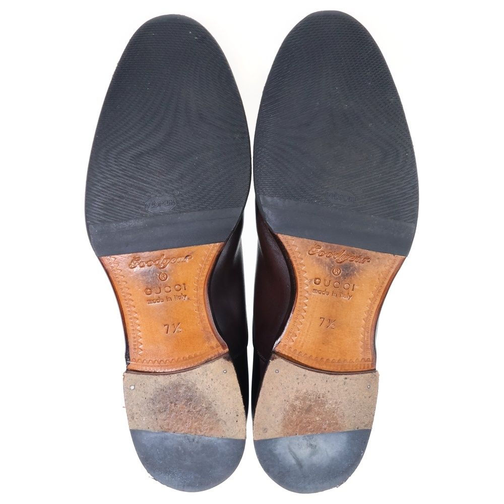 Gucci Embossed Logo Straight Tip Leather Shoes Brown — view 5