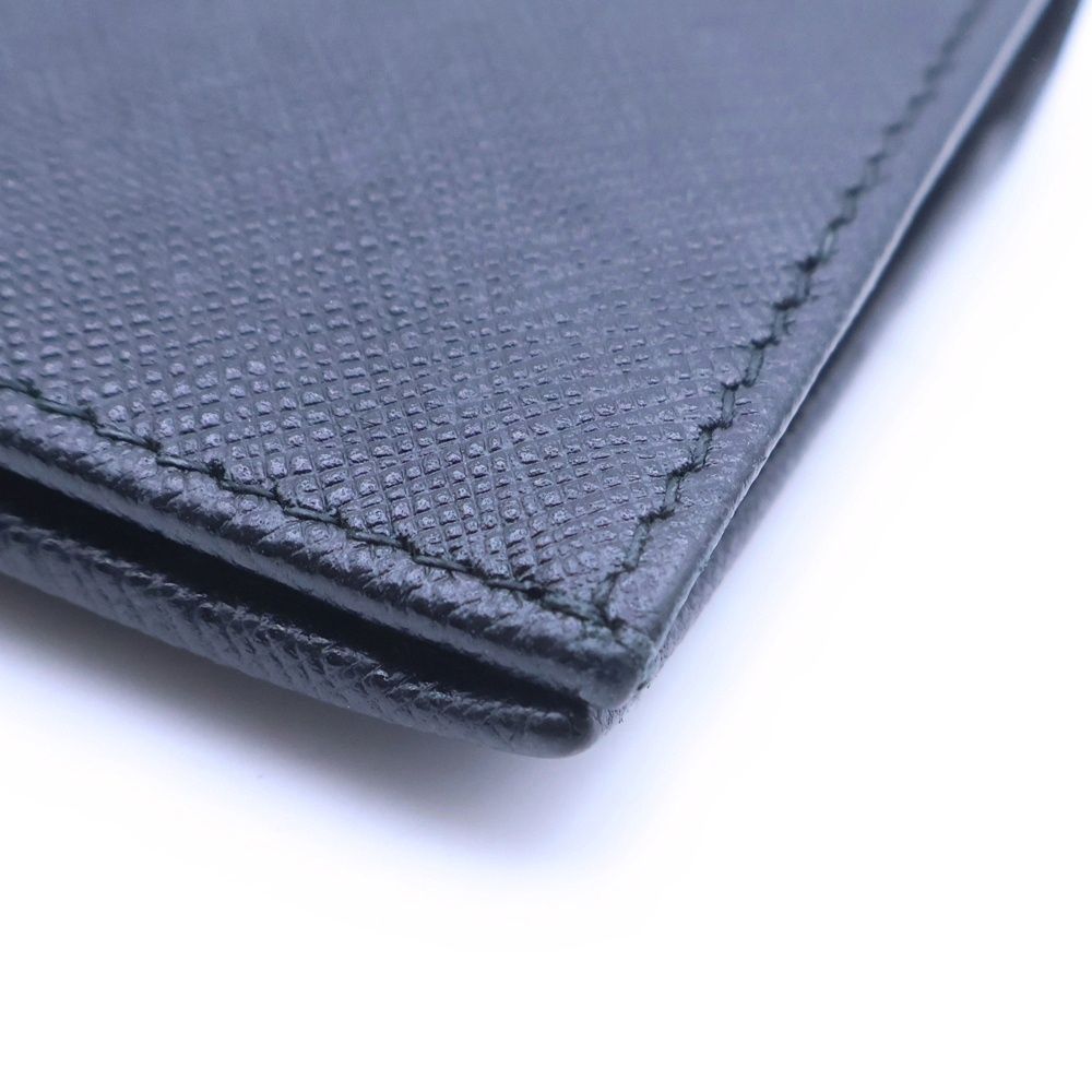 Prada Saffiano Bifold Wallet Card Case Black Leather — view 4