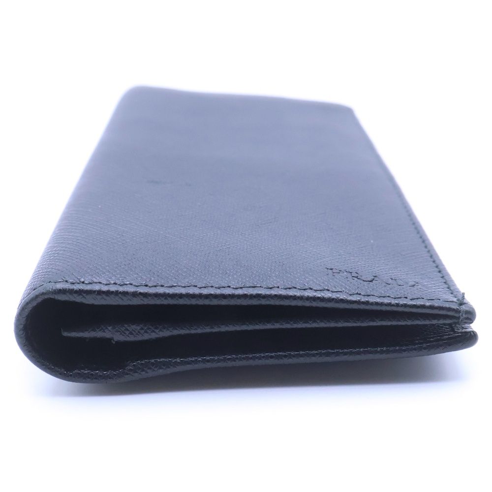 Prada Saffiano Bifold Wallet Card Case Black Leather — view 3