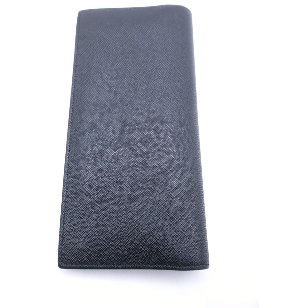 Prada Saffiano Bifold Wallet Card Case Black Leather — view 2