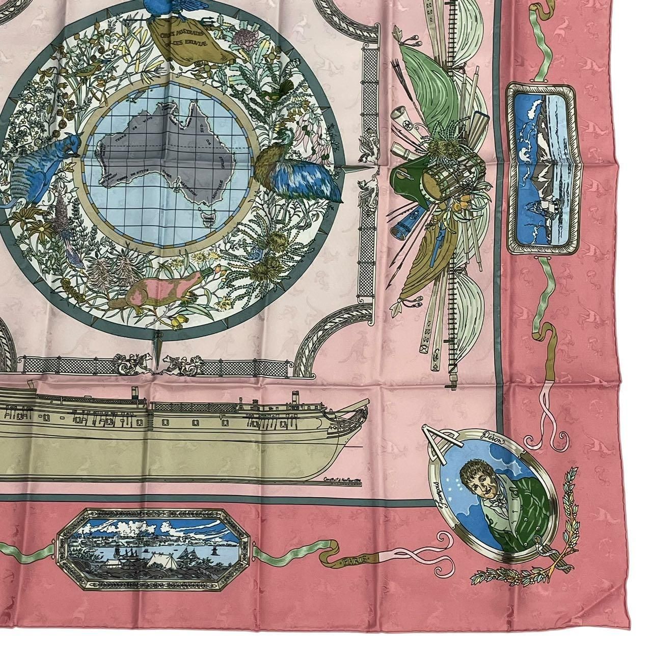 Hermes Scarf Silk Carre 90 le Geographe Geographer Pink — view 6
