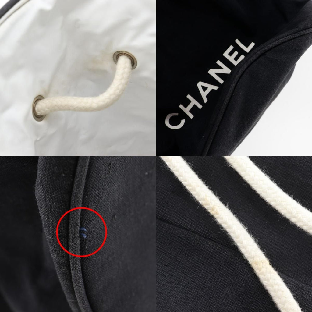 Chanel Pull Logo Drawstring Cotton Black Shoulder Bag — view 9