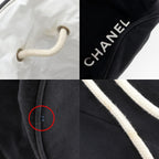 Chanel Pull Logo Drawstring Cotton Black Shoulder Bag — view 9