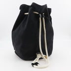 Chanel Pull Logo Drawstring Cotton Black Shoulder Bag — view 3