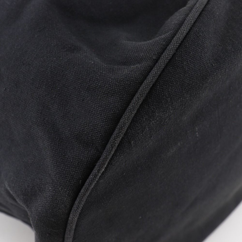 Chanel Pull Logo Drawstring Cotton Black Shoulder Bag — view 4
