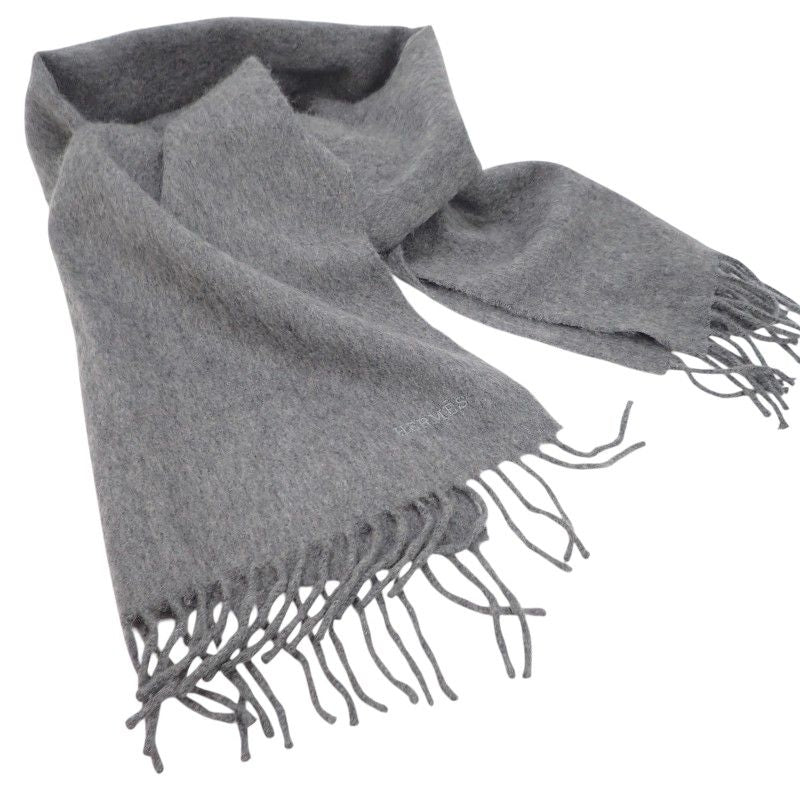 Hermes Uni Brode Scarf Cashmere Gray Autumn