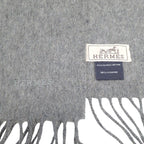 Hermes Uni Brode Scarf Cashmere Gray Autumn