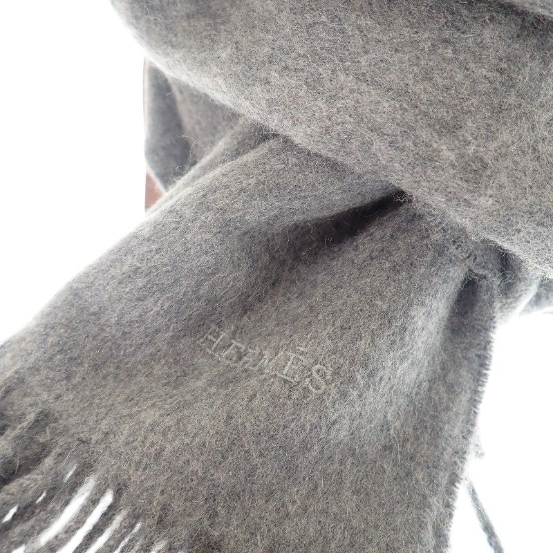Hermes Uni Brode Scarf Cashmere Gray Autumn