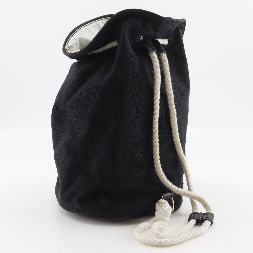 Chanel Mini Pull Logo Drawstring Cotton Black Shoulder Bag — view 3