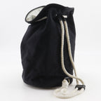 Chanel Mini Pull Logo Drawstring Cotton Black Shoulder Bag — view 3