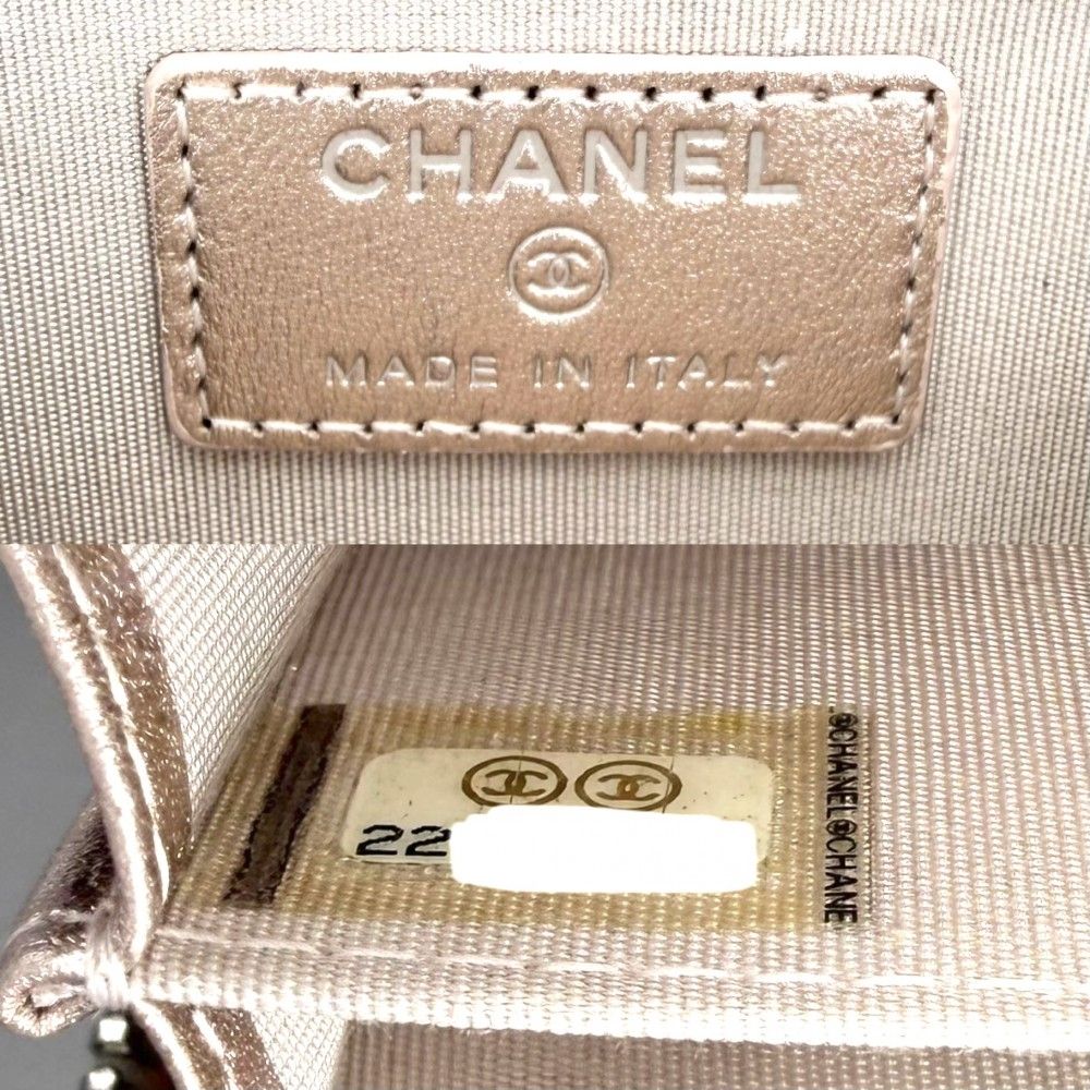 Chanel Coin Case Metallic Stitch Card CC Logo Purse — view 5