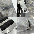 Celine Backpack Leather Canvas Brown X Black — view 6