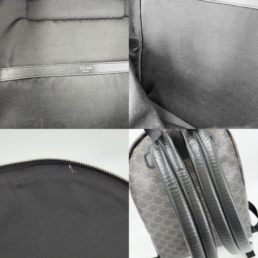 Celine Backpack Leather Canvas Brown X Black — view 8