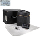 Chanel Vanity Hand Bag Caviar Leather Black CC Logo Gold — view 2