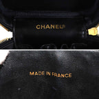 Chanel Vanity Hand Bag Caviar Leather Black CC Logo Gold — view 8