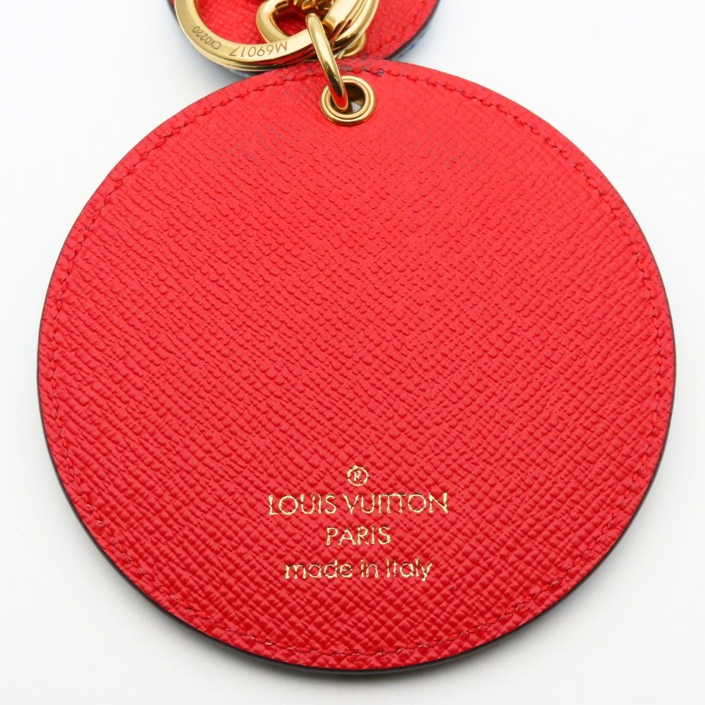 Louis Vuitton Key Holder Porte Cles Monogram Denim Leather Blue Red Gold Ring — view 4