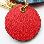 Louis Vuitton Key Holder Porte Cles Monogram Denim Leather Blue Red Gold Ring — view 8