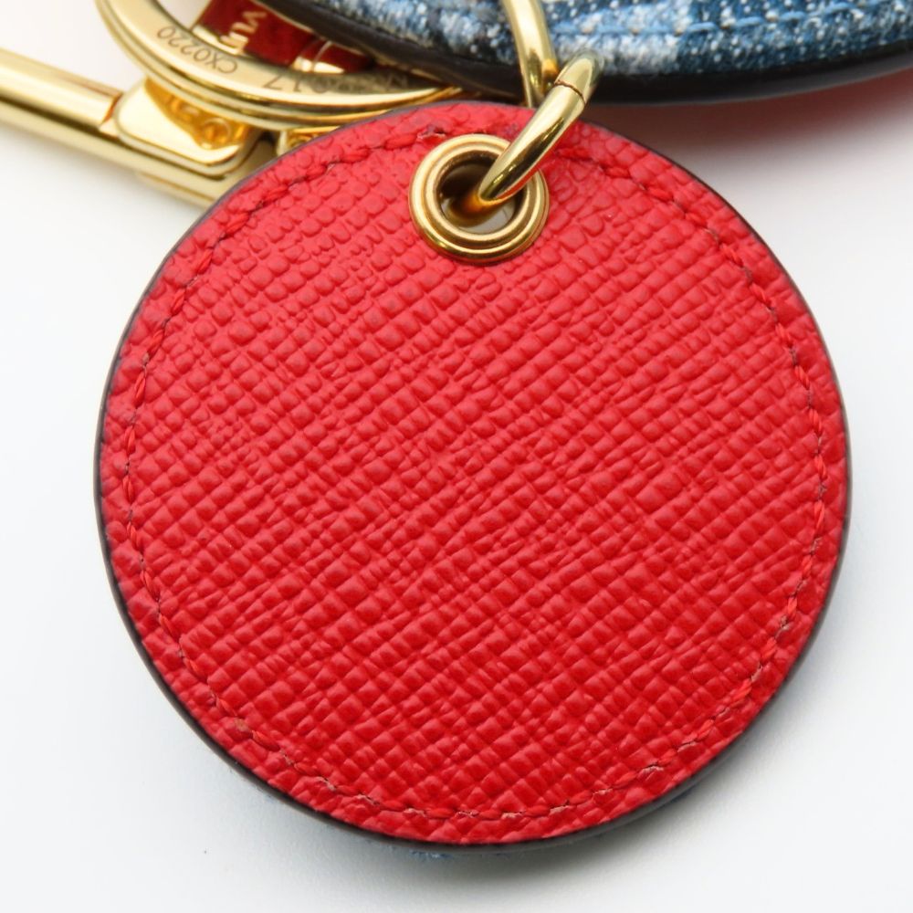 Louis Vuitton Key Holder Porte Cles Monogram Denim Leather Blue Red Gold Ring — view 8