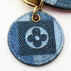 Louis Vuitton Key Holder Porte Cles Monogram Denim Leather Blue Red Gold Ring — view 7