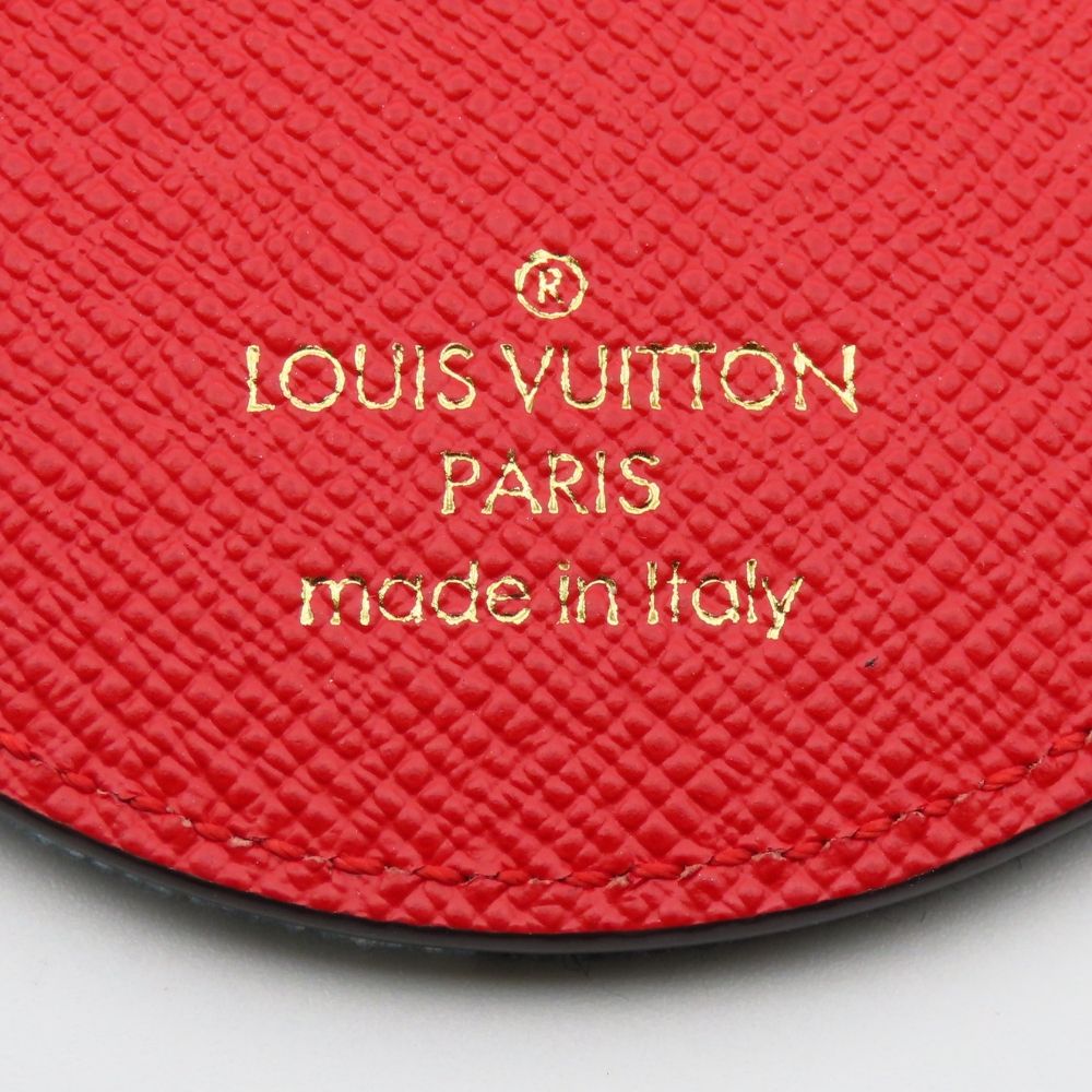Louis Vuitton Key Holder Porte Cles Monogram Denim Leather Blue Red Gold Ring — view 5