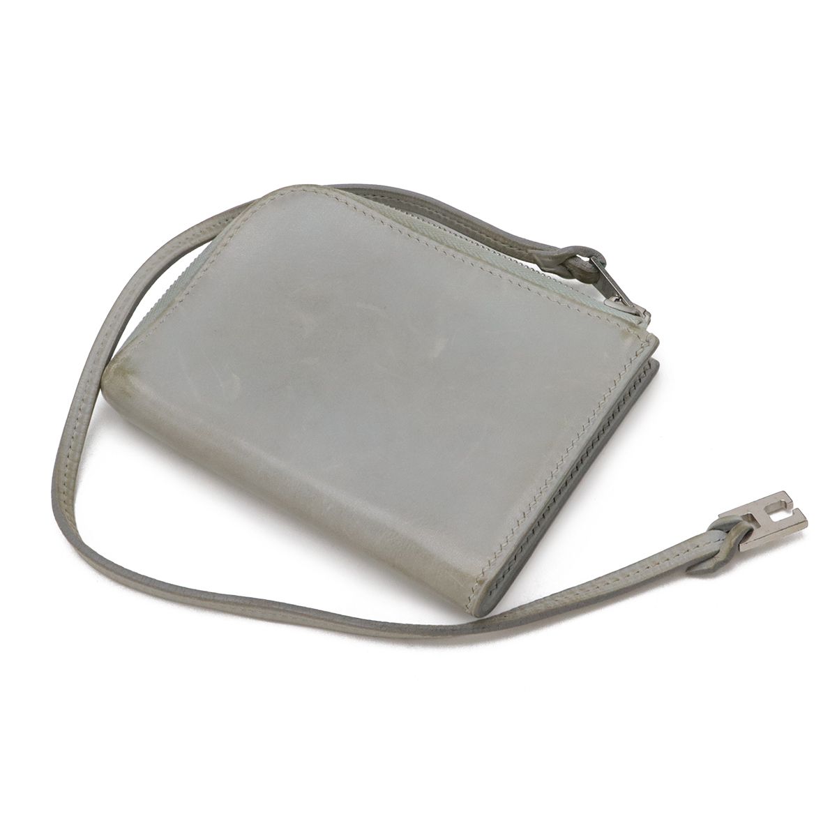 Hermes Remix Card Case Passcase L-shape Zipper Strap Leather Light Gray — view 2