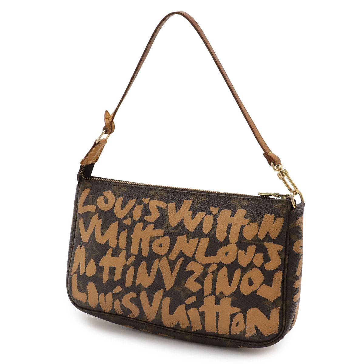 Louis Vuitton Monogram Graffiti Pochette Pouch Handbag Peach — view 2