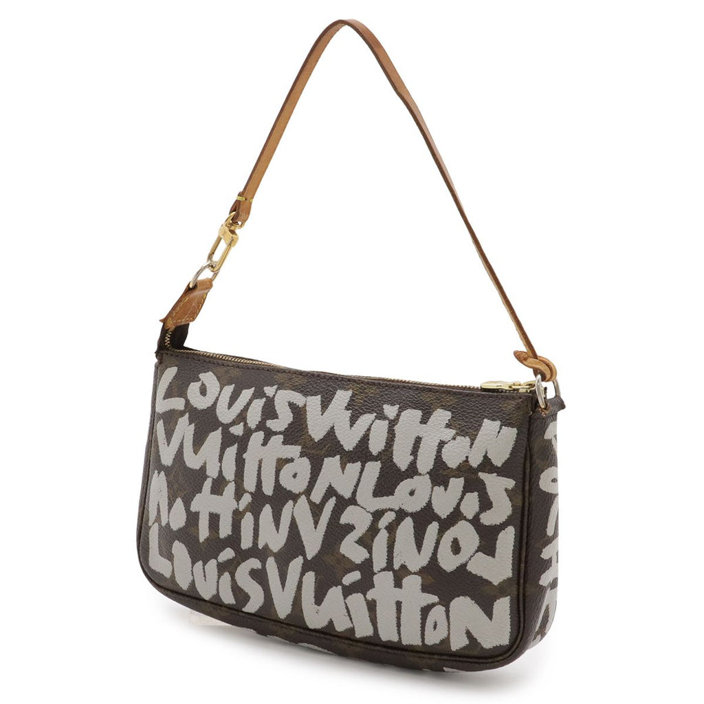 Louis Vuitton Monogram Graffiti Pochette Pouch Handbag Argen Gray Arjan — view 2