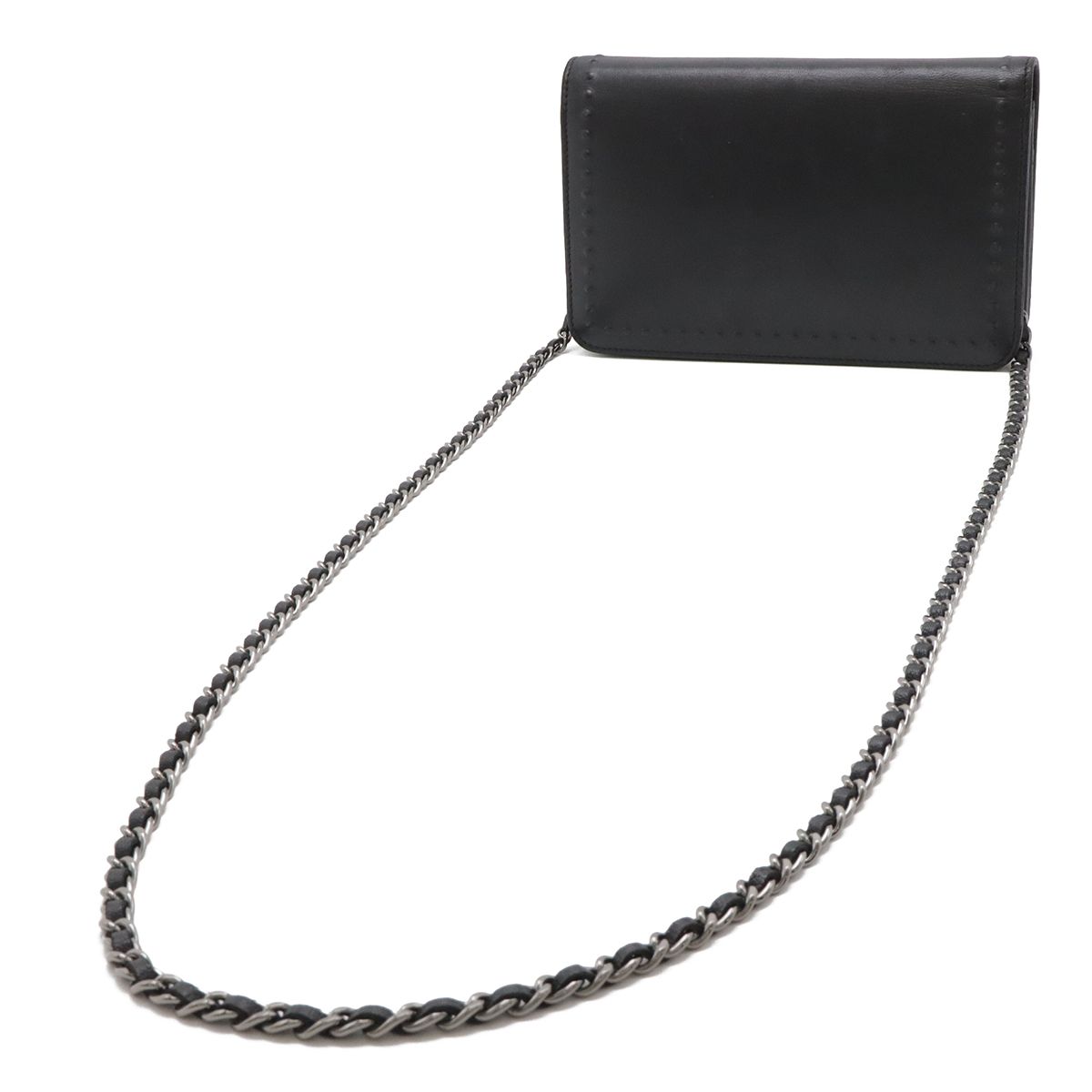 Chanel CC Logo Chain Wallet Shoulder Bag Pochette Crossbody Leather Black — view 2
