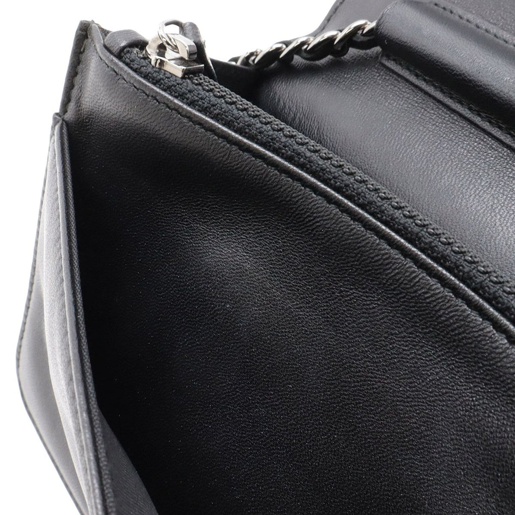 Chanel CC Logo Chain Wallet Shoulder Bag Pochette Crossbody Leather Black — view 7