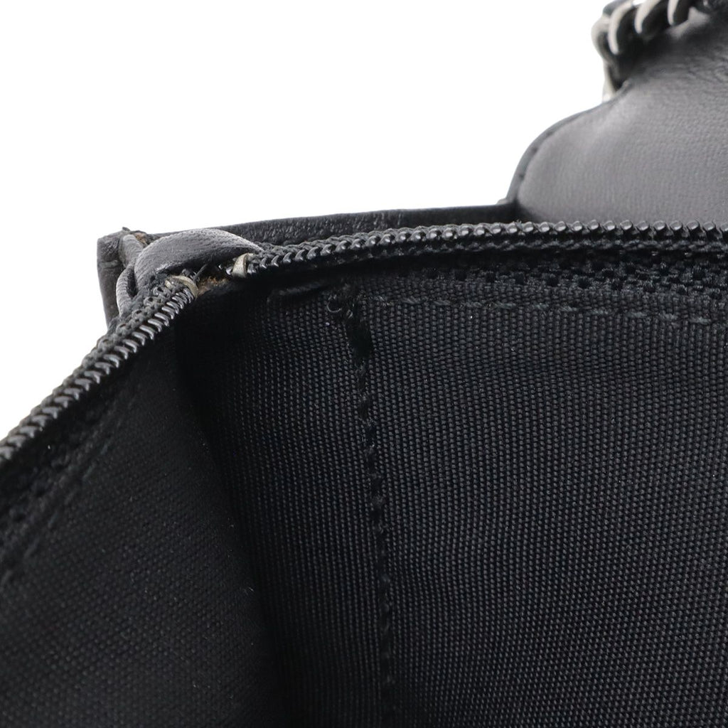 Chanel CC Logo Chain Wallet Shoulder Bag Pochette Crossbody Leather Black — view 6