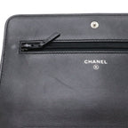 Chanel CC Logo Chain Wallet Shoulder Bag Pochette Crossbody Leather Black — view 5