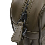 Bottega Veneta Reggero Perforated Shoulder Bag Pochette Leather Khaki Black — view 4