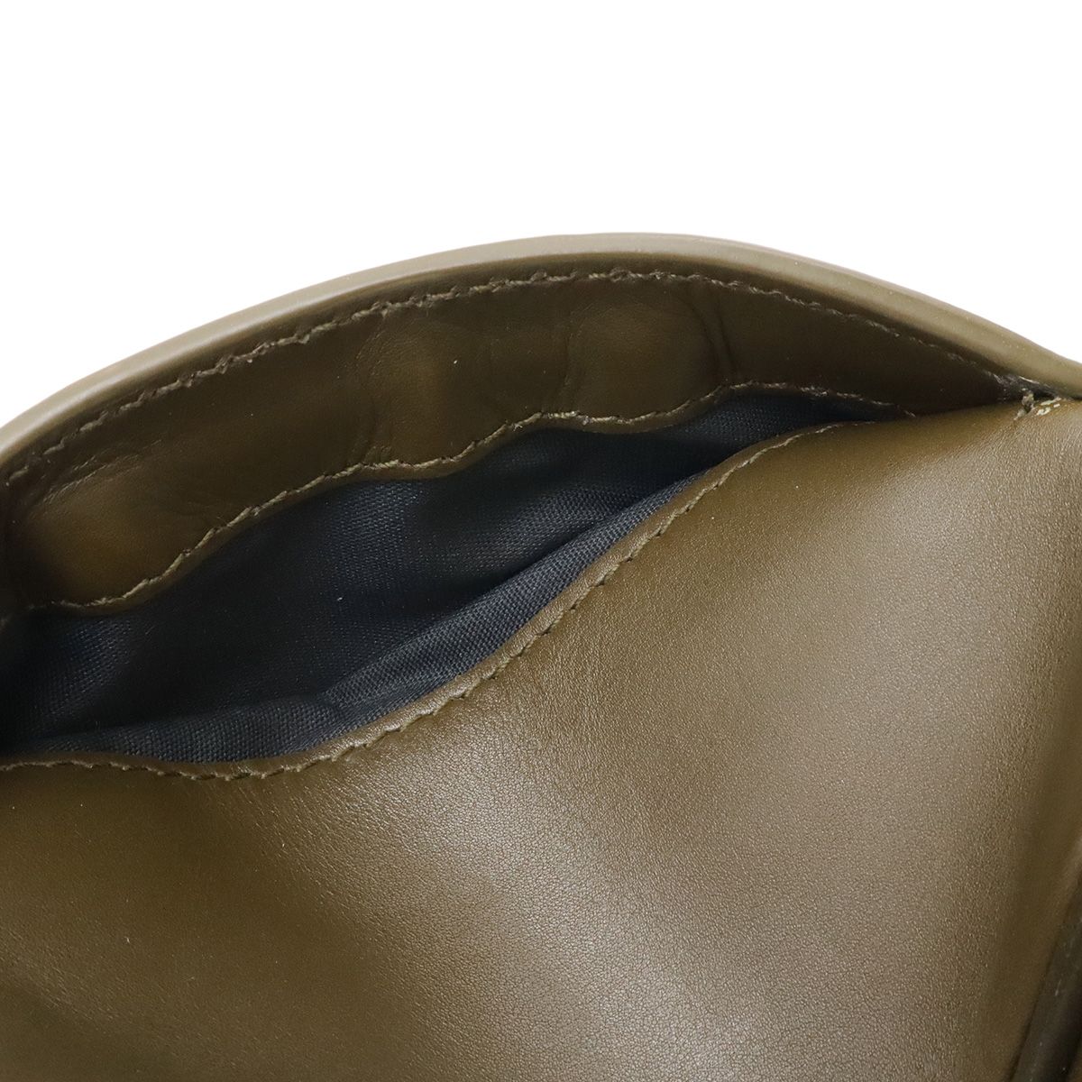 Bottega Veneta Reggero Perforated Shoulder Bag Pochette Leather Khaki Black — view 9