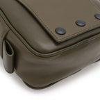 Bottega Veneta Reggero Perforated Shoulder Bag Pochette Leather Khaki Black — view 3