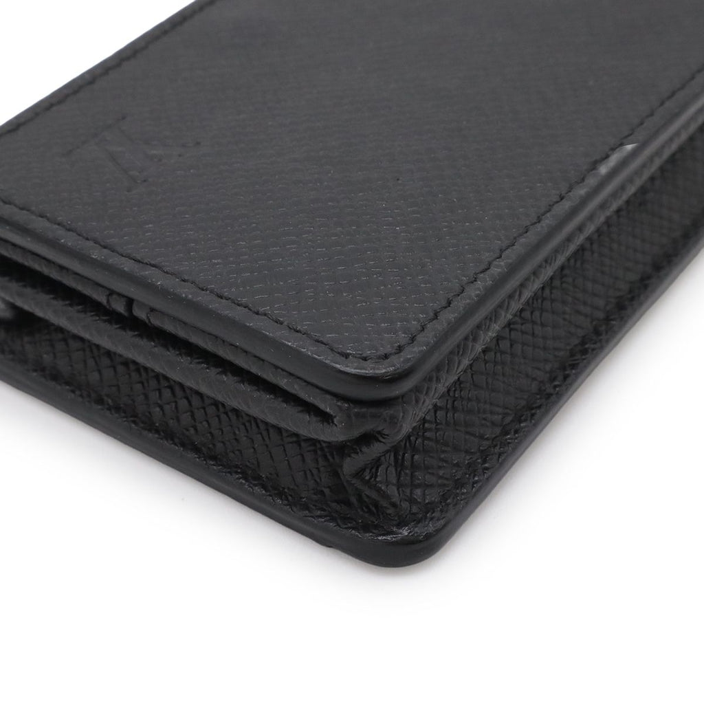 Louis Vuitton Taiga Coin Purse Square Leather Ardoise Black — view 3