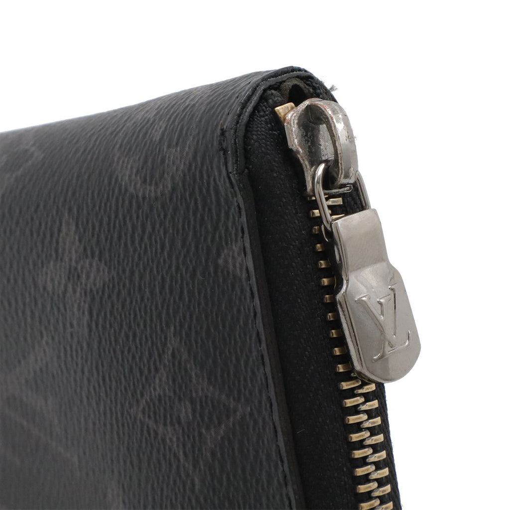Louis Vuitton Monogram Eclipse Zippy Wallet Vertical Zip Around Black Gray — view 4