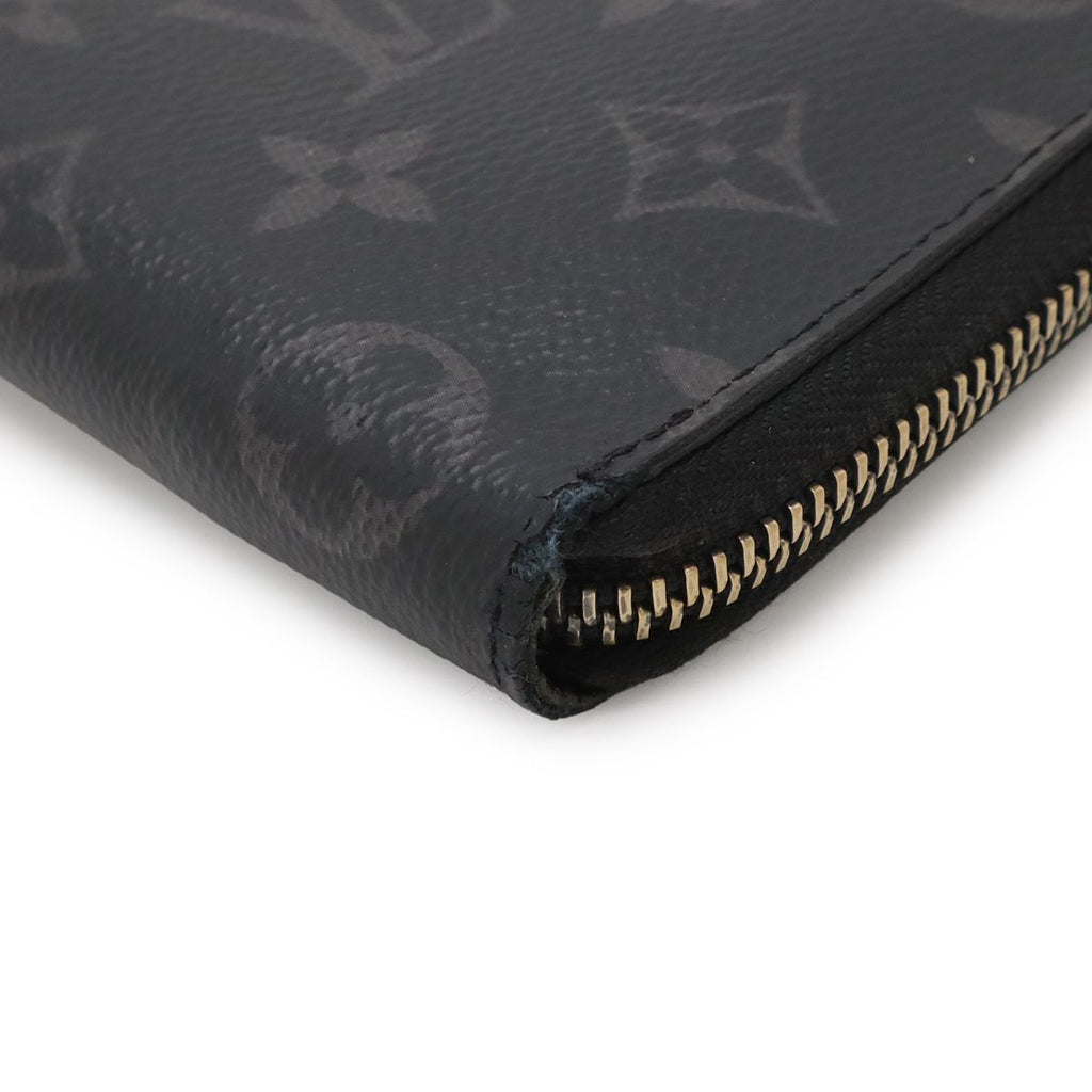 Louis Vuitton Monogram Eclipse Zippy Wallet Vertical Zip Around Black Gray — view 3