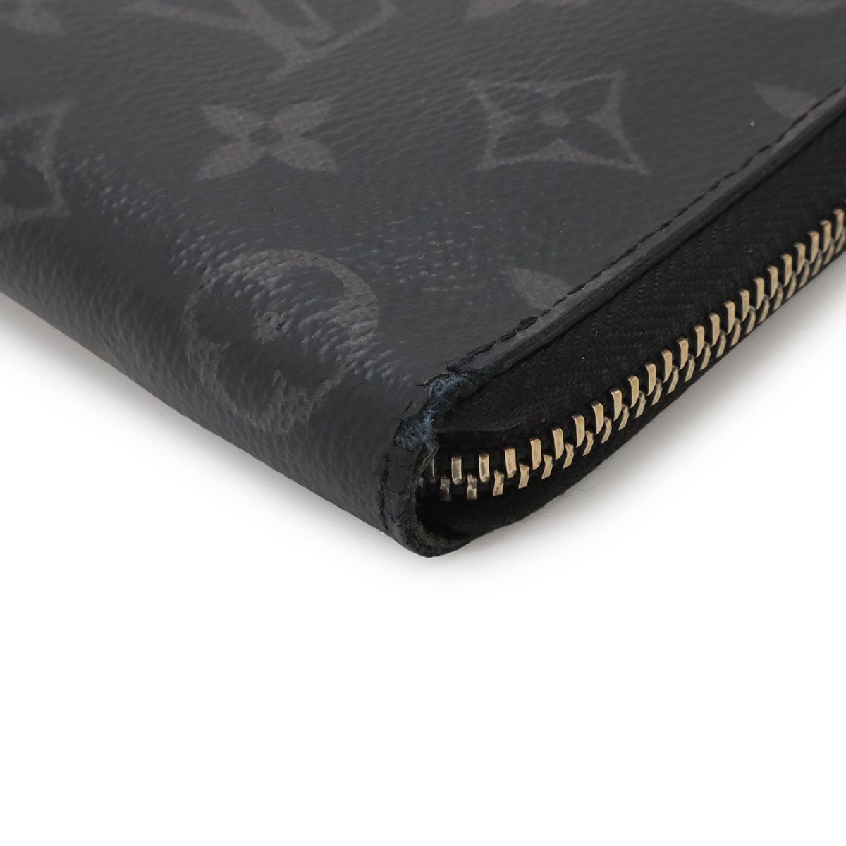 Louis Vuitton Monogram Eclipse Zippy Wallet Vertical Zip Around Black Gray — view 3